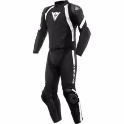 Dainese Avro 4 Two Piece Leather Suit Matt Black / Matt Black / White - UK 48