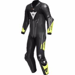Dainese Misano 3 D-Air One Piece Perforated Leather Suit Black / Anthracite / Fluo Yellow - UK 52