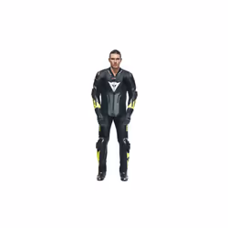 Dainese Misano 3 D-Air One Piece Perforated Leather Suit Black / Anthracite / Fluo Yellow - UK 52