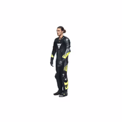 Dainese Misano 3 D-Air One Piece Perforated Leather Suit Black / Anthracite / Fluo Yellow - UK 52