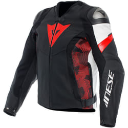 Dainese Avro 5 Motorcycle Leather Jacket, black-white-red, Size 50 for Men