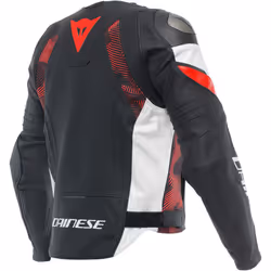 Dainese Avro 5 Motorcycle Leather Jacket, black-white-red, Size 56 for Men