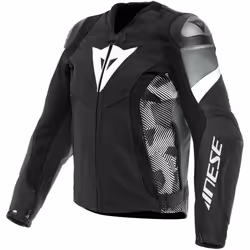 Dainese Avro 5 Motorcycle Leather Jacket, black-grey-white, Size 56 for Men