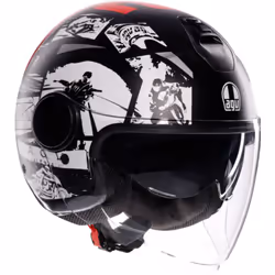 AGV Eteres History Jet Helmet, black-white-red, Size XL for Men