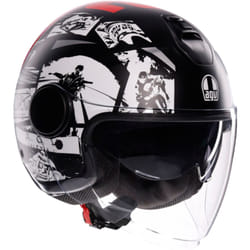 AGV Eteres History Jet Helmet, black-white-red, Size XL for Men
