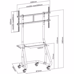 Techly Trolley Floor Support for TV from 60'' to 105''