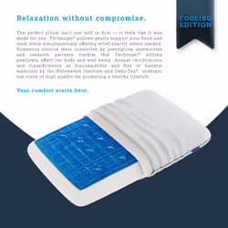Technogel Medium Sized Cooling Gel Pillow I Neck & Shoulder Pain Relief I Standard Relax Shape I Odorless Memory Foam Base I Cool Sleeping I Back & S