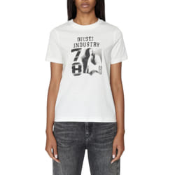Diesel T-Reg-E6 Womens T Shirts Crew Neck Short Sleeve Tee - White, XXS