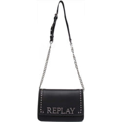 Replay A0132D-098 Women Metal Studd Shoulder Bag In Black Size One