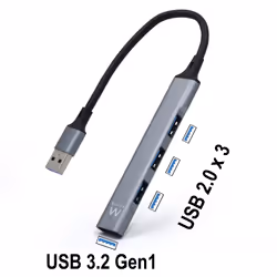 Ewent EW1144 interface hub USB 3.2 Gen 1 (3.1 Gen 1) Type-A 5000 Mbit/s Grey, Silver