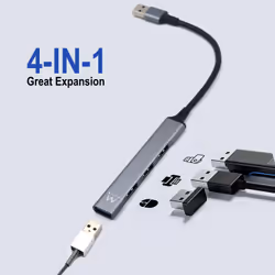 Ewent EW1144 interface hub USB 3.2 Gen 1 (3.1 Gen 1) Type-A 5000 Mbit/s Grey, Silver