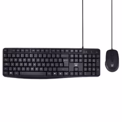 Ewent EW3006, Wired, USB, Membrane, QWERTY, Black, Mouse included