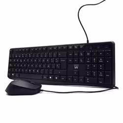 Ewent EW3006 keyboard Mouse included Office USB QWERTY Spanish Black