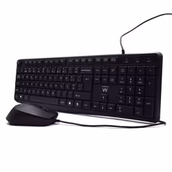 Ewent EW3007 keyboard Mouse included Office USB QWERTY Portuguese Black