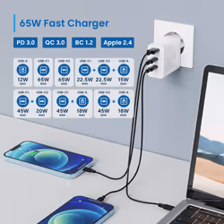 Ewent EW1323 mobile device charger Universal White AC Fast charging Indoor