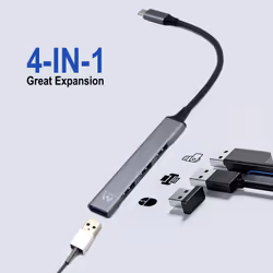 Ewent EW1145 interface hub USB 3.2 Gen 1 (3.1 Gen 1) Type-C 5000 Mbit/s Grey, Silver