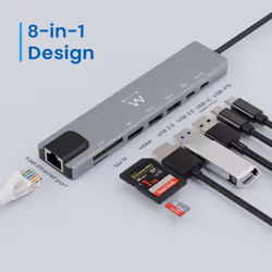 Ewent EW1146 laptop dock/port replicator Wired USB 3.2 Gen 1 (3.1 Gen 1) Type-C Grey