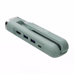 Ewent EW1148, Wired, USB 3.2 Gen 1 (3.1 Gen 1) Type-C, 100 W, 10,100,1000 Mbit/s, Green, 4K Ultra HD