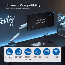 Ewent EW1509 monitor mount / stand 124.5 cm (49") Desk Black, White