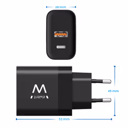 Ewent EW1327 mobile device charger Universal Black AC Fast charging Indoor