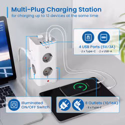 Ewent EW3864 power extension 2 m 8 AC outlet(s) Indoor Grey, White