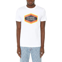 DIESEL T DIEGOR E14 Mens T Shirts Short Sleeve Slim Fit Casual Summer Cotton Tee - White, M