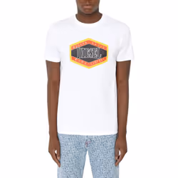 DIESEL T DIEGOR E14 Mens T Shirts Short Sleeve Slim Fit Casual Summer Cotton Tee - White, S