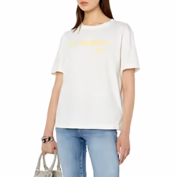 DIESEL T-Danny Womens T Shirts Oversize Crew Neck Short Sleeve Casual Tee - L