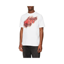 DIESEL T JUST E43 Mens T Shirts Cotton Summer Tee - White, XS