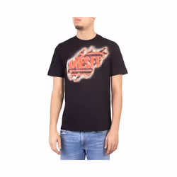 DIESEL T JUST E43 Mens T Shirts Cotton Summer Tee - Black, XS