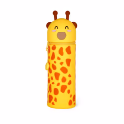 Legami 2 in 1 Soft Silicone Pencil Case - Kawaii, Giraffe, Soft pencil case, Silicone, Yellow, Image, Zipper, Child