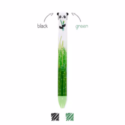 Legami Two Colour Ballpoint Pen - Click&Clack, Panda, Clip, Clip-on retractable ballpoint pen, Refillable, Black, Green, 1 pc ...