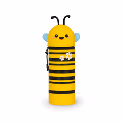 Legami 2 in 1 Soft Silicone Pencil Case - Kawaii, Bee, Soft pencil case, Silicone, Yellow, Image, Zipper, Child