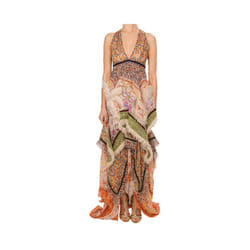 DSQUARED2 RUNWAY Womens Dress Velvet Fur Trim Beige - EU 38