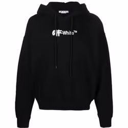 Off-White Spray Helvetica Skate Fit Black Hoodie - XL