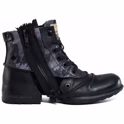 Replay Clutch Black Camo Mens Leather Side Zip Mid Ankle Army Boots - 7 UK 41 EU 8 US