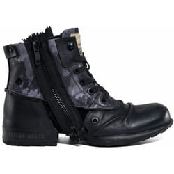 Replay Clutch Black Camo Mens Leather Side Zip Mid Ankle Army Boots - 7 UK 41 EU 8 US