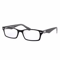 Ray-Ban RB5206, Adult, Unisex, Rectangular, Transparent, Black, Non-polarized lens, Acetate