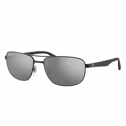 Ray-Ban RB3528, Adult, Unisex, Square, Black, Polarized lens, Metal