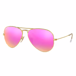Ray-Ban AVIATOR FLASH LENSES, Adult, Unisex, Aviator, Gold, Polarized lens, Metal