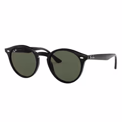 Ray-Ban RB2180, Adult, Unisex, Round, Black, Non-polarized lens, Acetate
