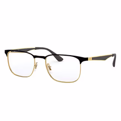 Ray-Ban RB6363, Adult, Unisex, Square, Gold, Black, Non-polarized lens, Metal