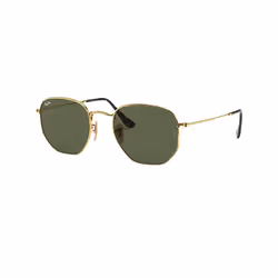 Ray-Ban Hexagonal Flat Lenses, Adult, Hexagonal, Full rim, Gold, Black, Gold, Non-polarized lens