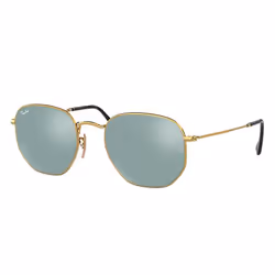 Ray-Ban Hexagonal Flat Lenses, Adult, Unisex, Hexagonal, Full rim, Gold, Black, Gold