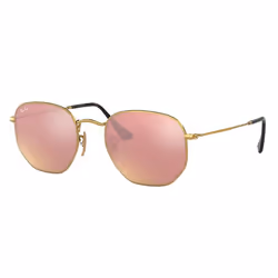 Ray-Ban Hexagonal Flat Lenses, Adult, Unisex, Hexagonal, Full rim, Gold, Black, Gold
