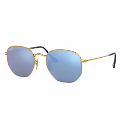 Ray-Ban HEXAGONAL FLAT LENSES, Adult, Unisex, Hexagonal, Gold, Non-polarized lens, Metal