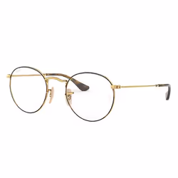 Ray-Ban ROUND METAL OPTICS, Adult, Unisex, Round, Tortoise, Gold, Non-polarized lens, Metal