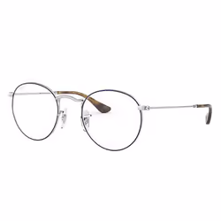 Ray-Ban ROUND METAL OPTICS, Adult, Unisex, Round, Silver, Blue, Non-polarized lens, Metal