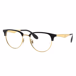Ray-Ban RB6396, Adult, Unisex, Round, Gold, Black, Non-polarized lens, Metal
