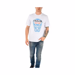 DIESEL T JUST WN Mens T-Shirt Short Sleeves Crew Neck Printed Casual White Tees - L